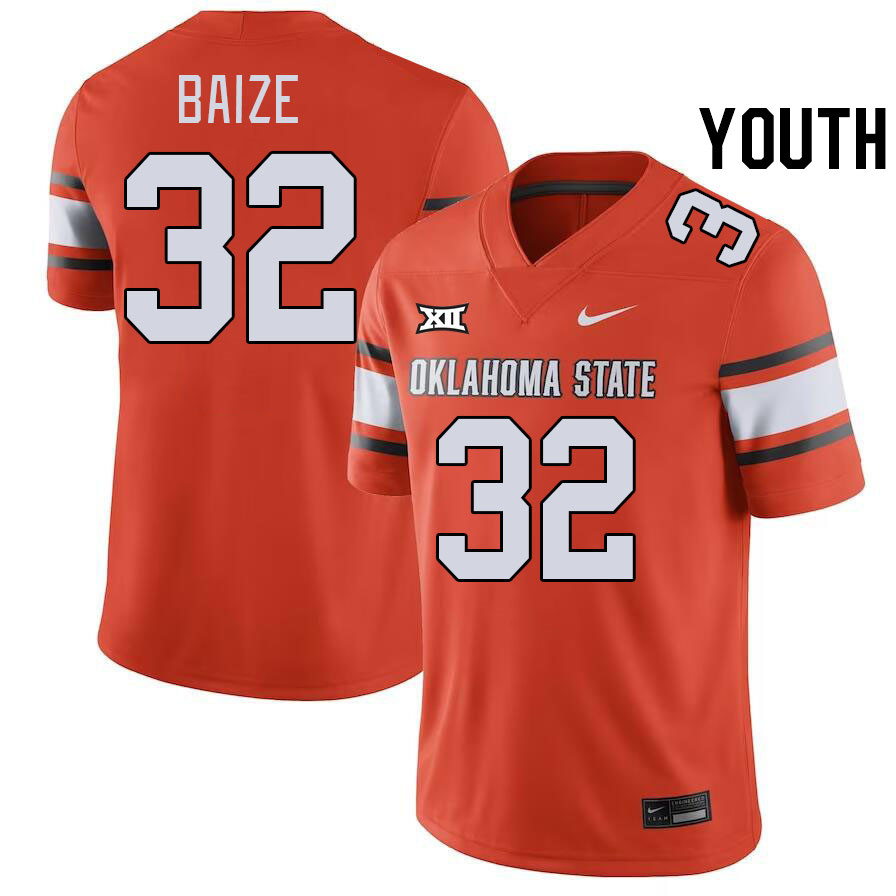 Youth #32 Braden Baize Oklahoma State Cowboys College Football Jerseys Stitched-Orange